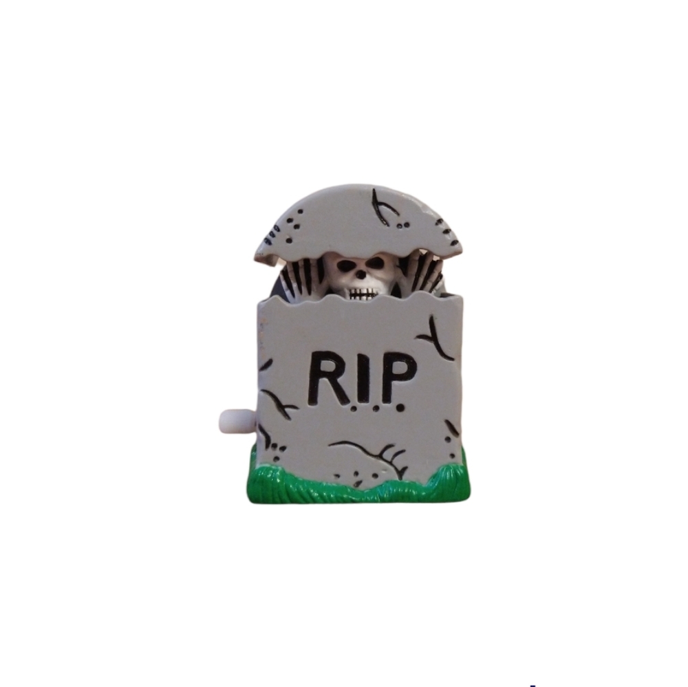 Vintage 1990 Wind Up Tombstone RIP Pop-up Pin